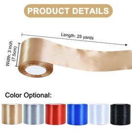 TONIFUL Gold Satin Ribbon 3 Inch X 25yds Solid Silk Ribbons for Gift Wrapping, Craft, Floral Bouquets, Valentine's Day Christmas Decoration，Birthday Gift Wrapping, Wedding Decoration