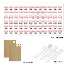 60 Stück Döschen, PAMIYO 5ml Leerdose klarer Tiegel, Cremedose Leer Transparent Tiegel mit Schraubverschluss Reise Töpfchen Döschen Set, für Lotion, Creme, Mini-Kerzen, Kosmetik-(Rosa)