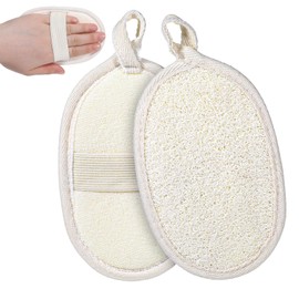 JJUNW 2 Pcs Natural Loofah Sponge Shower, Exfoliating Sponge Loofah Back Scrubber, Body Sponge Face Exfoliator Pad Soft and Skin Friendly for Women and Men Shower(4 Pcs)
