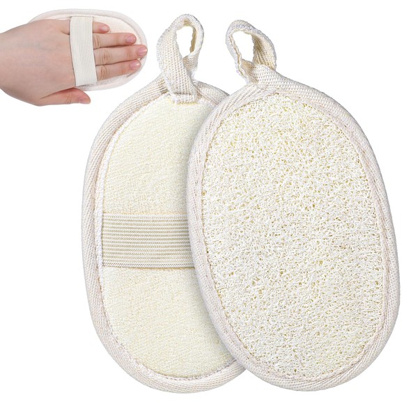 JJUNW 2 Pcs Natural Loofah Sponge Shower, Exfoliating Sponge Loofah