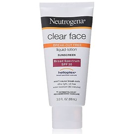 Neutrogena Clear Face Break-Out Free Liquid-Lotion Sunscreen SPF 30 3 oz (Pack of 3)