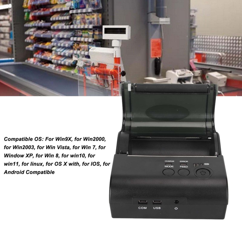 Thermal Printer Bluetooth 203 DPI Accuracy 90mm/s Print Speed Thermal