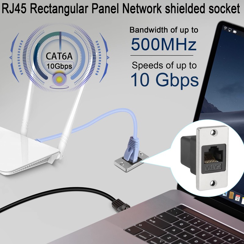 QIANRENON RJ45 Rectangular Panel Network Adapter Cat6A RJ45 8P8C Female