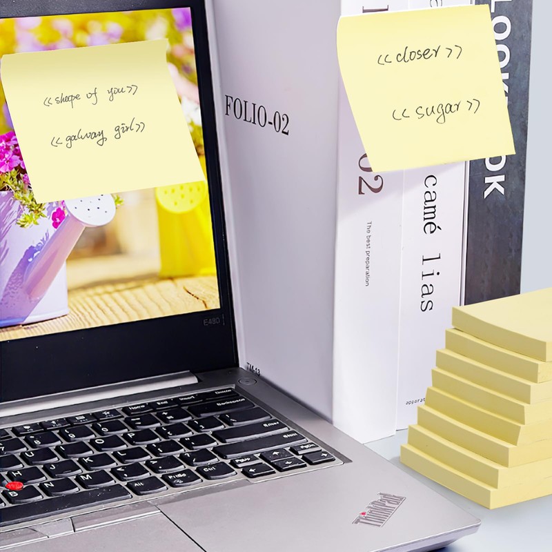OWLKELA 800pcs Yellow Sticky Notes, 75 x 75mm, 8 Pads