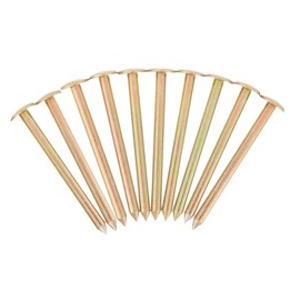 CAXUSD 10pcs Measuring Nails Property Line Markers Marks Stake Survey Markers Yard Stakes for Marking Survey Spike Garden Steel Nail Property Ground Pegs Golden Galvanized