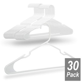 1InTheHome Standard Plastic Hangers, Everyday Tubular Clothes Hangers, Hanger (30 Pack)
