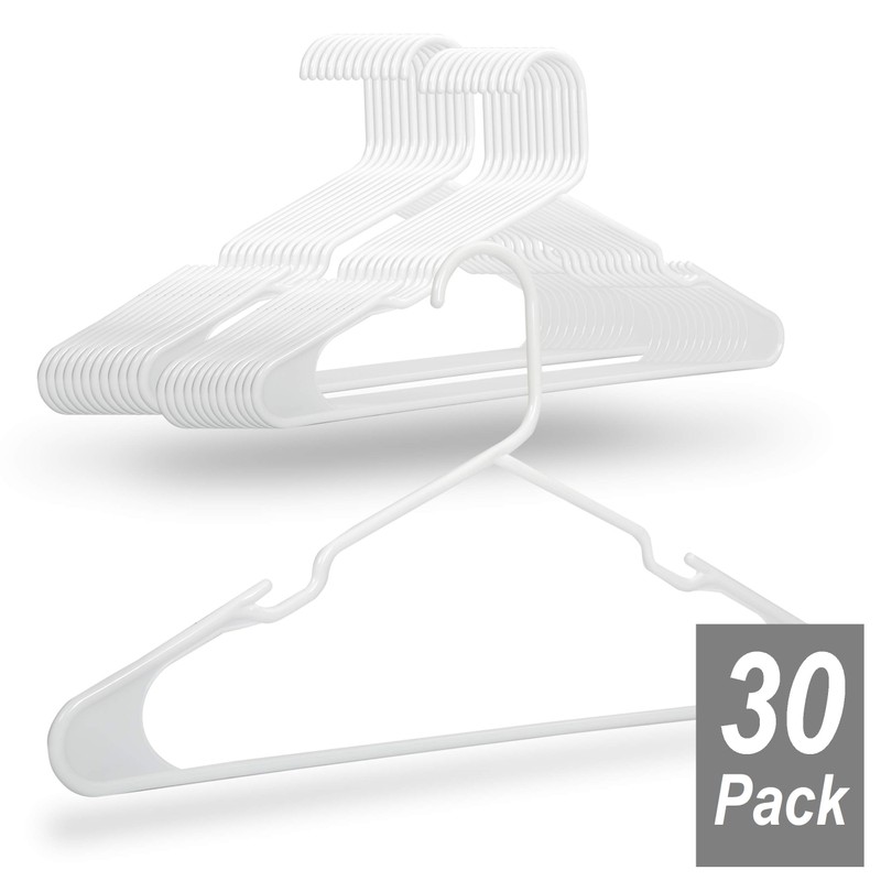 1InTheHome Standard Plastic Hangers, Everyday Tubular Clothes Hangers, Hanger (30