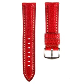 Strapseeker Premium Minerva Box Leather Watch Band - Luxury Italian Leather MBox Watch Strap from Badalassi Carlo tanneries- Quick-Release - 18mm, 20mm, 22mm, 24mm (20mm, Red)