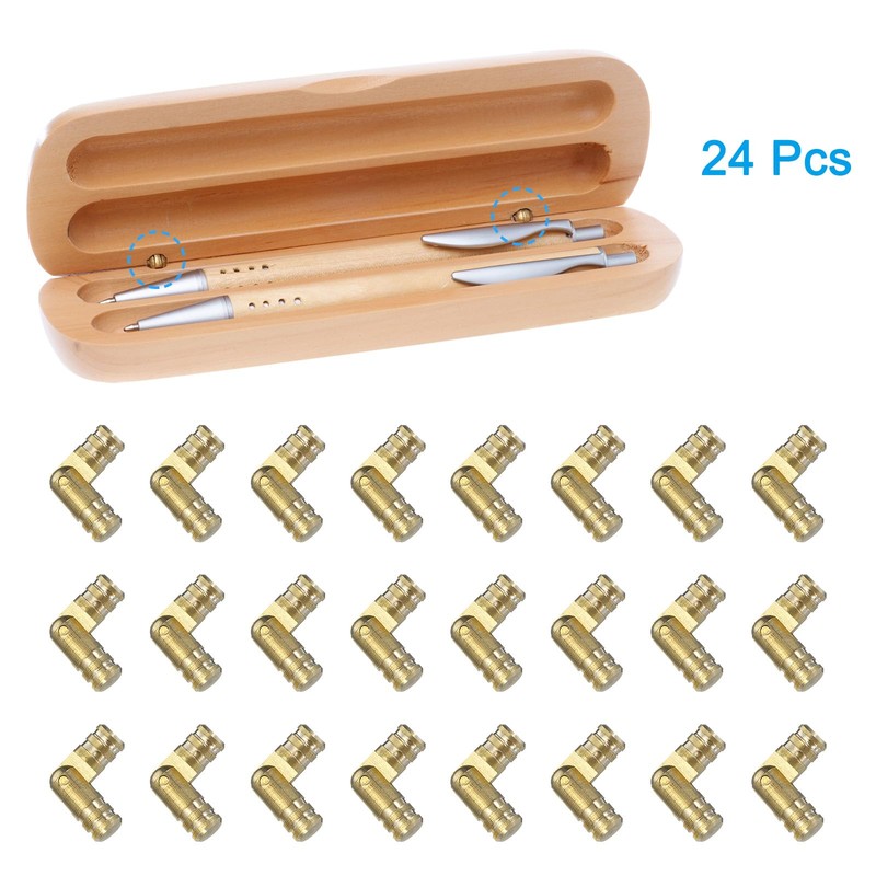 uxcell Invisible Brass Barrel Hinges, 24pcs 5x19mm Brass Concealed Hinges