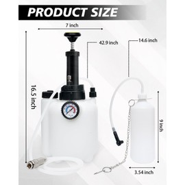 Langawaser Brake Bleeder Kit with 3L Pressure Pump, 1L Waste Bottle & 4 Upgraded Adapters, Manual Brake Fluid Bleeder Tool for Most Vehicles, One-Person Operation