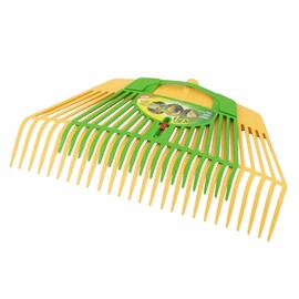 Rekord Leaf Rake (Plastic, Yellow) with 26 Prongs and 60 cm Working Width + Leaf Hand (Green, 17 Prongs, 38 cm Working Width), Leaf Rake, Rake, Fan Broom, Leaf Fan