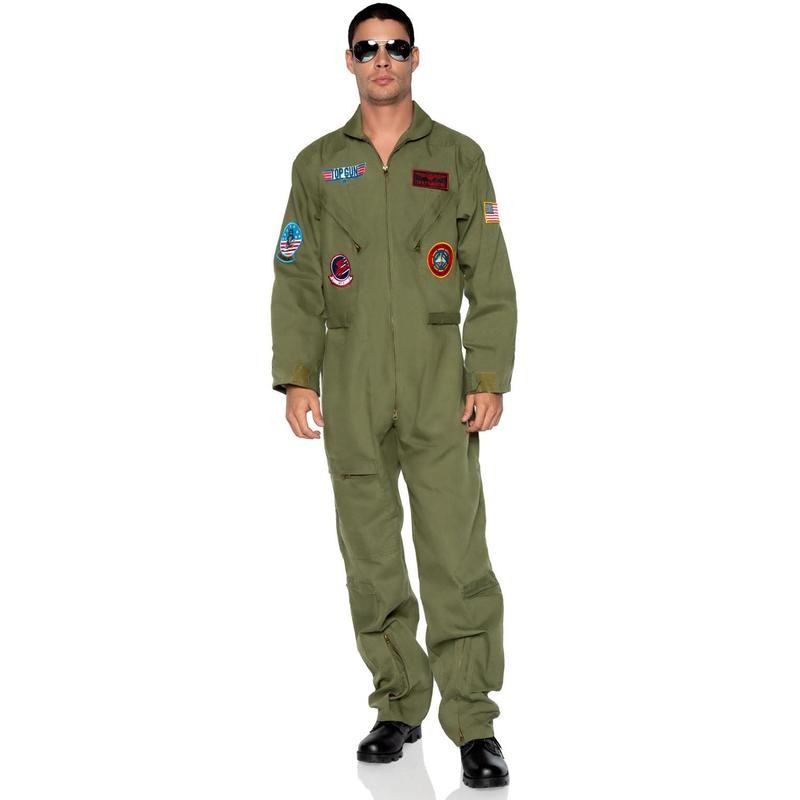 Leg Avenue Men's Top Gun Costume Flight Suit - Color: