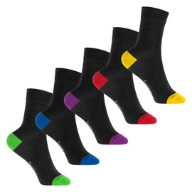Footstar Children's Cotton Socks (10 Pairs) with Contrasting Heel and Toe, Fun colours