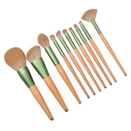 Ipetboom 10pcs Makeup Brush Set Wooden Handles Multi-functional Blush Eye Brushes for Easy Application for Everyday Makeup and Travel Use