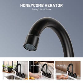 SOKA Bathroom Sink Faucet for 3 Hole, 4 Inch Stainless Steel Faucet for Bathroom, Bathroom Faucets with Deck Plate & Pop-Up Pop-Up Drain Assembly 2-Handle Faucet for Bathroom Sink Vanity RV Restroom
