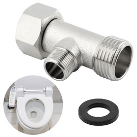 Bidet T Adapter, 3 Way Adapter or Tee Connector (Thread Size 1/2″ x 1/2″ x 9/16″), Bidet Attachment for Toilet (1/2inch)