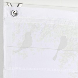 Roman Blind Gravelot with Bird Motif in White - Semi-Transparent Eyelet Roller Blind for Windows in Size 80 x 140 cm, No Drilling Required