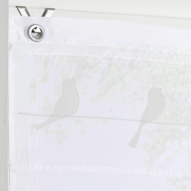 Roman Blind Gravelot with Bird Motif in White - Semi-Transparent Eyelet Roller Blind for Windows in Size 80 x 140 cm, No Drilling Required