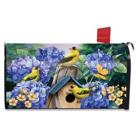 Briarwood Lane Goldfinches and Hydrangea Spring Mailbox Cover - Standard Size