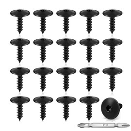 Pack of 60 self-tapping screws, 4.2 x 16 mm, self-tapping screws, stainless steel, Phillips screws, black oxide, with screwdriver bit with cross head
