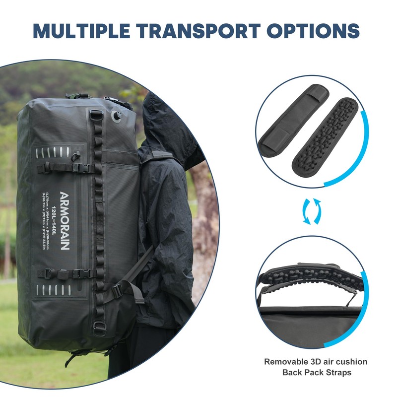 ARMORAIN 120-140L large Capacity Airtight Waterproof Travel Dry Bag,Equipped with