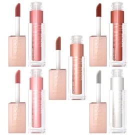 Maybelline Kit 5 Brillos Labiales Lifter Gloss, 5.4ml c/u, de Larga Duración, con Ácido Hialurónico, Brillo hidratante hasta por 4 horas, con aplicado