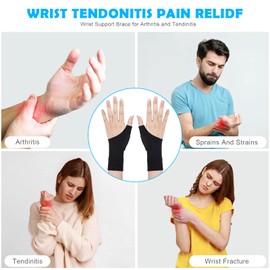 ACWOO Arthritis Kompressionshandschuhe, fingerloser Handschuh mit Gel, Stabilisierende Handgelenkbandage mit Daumenortthese, Therapie Karpaltunnel zur Linderung von Schmerzen, Daumen und Gelenken(L)