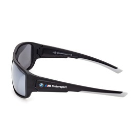 BWM M Motorsport BS0023 Herren-Sonnenbrille, Leichte Unisex-Sonnenbrille, Navigator-Gläser, Verspiegeltes Rauchglas, Mattschwarz