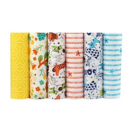 CraftsFabrics 6pcs/Lot 40cm x 50cm Cartoon Animals Children's Nursery Fat Quarters Twill Printed 100% Cotton Precut Fabric Bundle Material Quilting, Scrapbooking, Patchwork