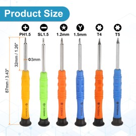 sourcing map 6pcs Mini Screwdriver Set with 6 Size Phillips/Slotted/Torx/Five Star/Y-Type Screwdriver Head Repair Tool Kit for Small Appliances Repairs