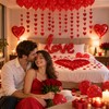 Romantic Red Heart Balloon Decoration Set with Hanging Heart Strands,