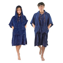 NIXY Hooded Towel Changing Poncho: Premium 100% Cotton, Soft Velvet Exterior, Terry Interior: Ultimate Comfort for Beach, Surf, Pool, and Outdoor Adventures - For Men, Women (Blue, Small)