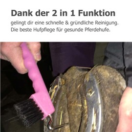 Hoof Pick for Horses Donkey Goats Hoof with Extra Stable Brush and Ergonomic Handle (Pink (1x))