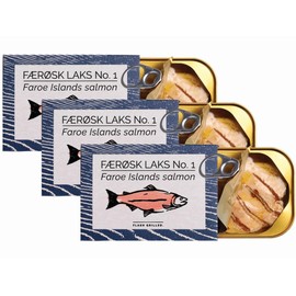 Canned Salmon Fillet in Oil by Fangst, Laks No. 1, Tinned Salmon, Sustainable Canned Fish, Flash Grilled, Keto, Omega 3 Rich, 3 x 110g Can