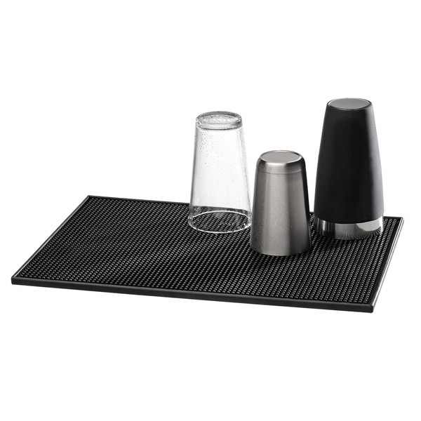 Buddy´s Bar - Bar Mat 45 x 31 cm, H: 1 cm, Drying Mat for Dishes, Quick Drying of Glasses, Plastic Mat, Black