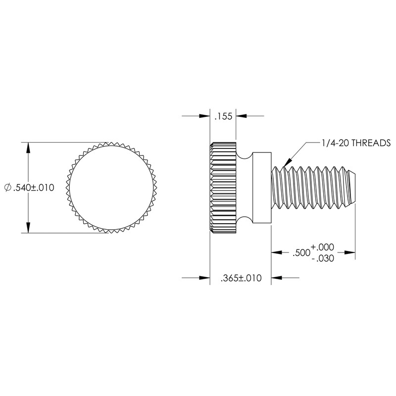 Nylon Thumb Screws, 1/4"-20 Thread (10, Black, 1/2")