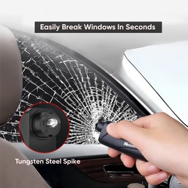 365Home 4-Pack Car Window Breaker Keychain Seatbelt Cutter, 3-in-1 Glass Breaker and Seat Belt Cutter, Car Emergency Escape Tool with User Manual for Land and Underwater