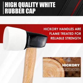 C&T White Rubber Flooring Mallet with Replaceable Head,Non-Marring Head, Wood Handle, 1 Replacement head