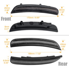 RANSOTO LED Side Marker Light Compatible with Dodge Charger 2015 2016 2017 2018 2019 2020 2021 2022 2023 Front Amber Rear Lamp Lights Smoked