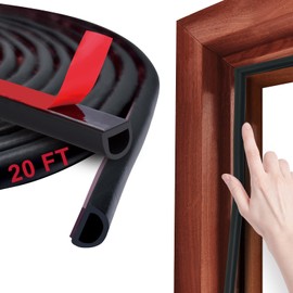 20FT Door Weather Stripping Door Seal,Silicone Door Seal Strip, Self Adhesive Door Weather Stripping for Door Frame/Window D Shaped Door Insulation for Winter for Doors Gap（9/16"(W)×15/32"（T）