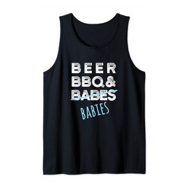 Beer, BBQ, Babes, Babies Funny Father Pregnancy Announcement Tank Top