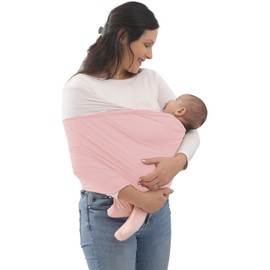 Kloovete Baby Wrap Carrier, Perfect Baby Carrier Wrap Sling for Newborn and Infant up to 35 lbs. (Dusty Pink/Natural, M (S, M, L of Clothing Size))
