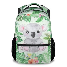 PoshWrap Koala School Backpack for Kids - 17 Inch Green Backpacks for Girls - Lightweight Cartoon Bookbag for Elementary