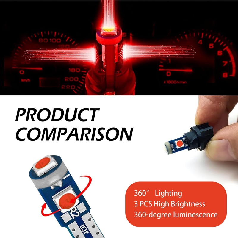 20PCS 74 Led Bulb Dash Lights Super Bright, T5 37