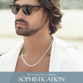 KISPER Italian 18K Gold Over 925 Sterling Silver Diamond Cut 5mm Curb Cuban Link Chain Necklace - for Men & Women with Lobster Clasp - Made in Italy, 18"