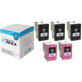 SuppliesMAX Remanufactured Replacement for HP DeskJet 1000/1050/2000/2050/3000/3516/Envy 400/5539 Inkjet Combo Pack (3-Black/2-Color) (NO. 61) (B3B07AN_3PK/B3B08AN_2PKMP)