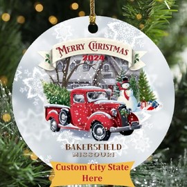 Custom Christmas Ornaments Gift Bakersfield MO Keepsake Houswarming Home Town Ornament 2024