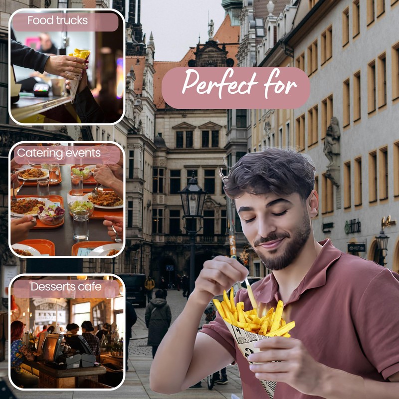 Friteshop – Premium K-17 Medium Size French Newspaper Paper Cones