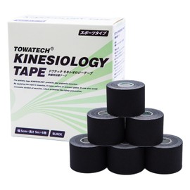 Toatec Kinesiology Tape Black 50mm x 5m x 6 Rolls Sports Type Kinesio Kinesio Tape Taping Black Elastic Sprained Finger Knee Ankle Wrist Shoulder Calf