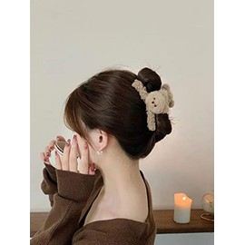 Large Brown Fluffy Plush Bear Hair Claw Clips Thick Long Hair Jaw Clips Barrettes Hair Accessories for Women and Girls Claw Clips for Thick Hair, Small Hair Clips, Claw Clips for Thin Hair, Hair Clips